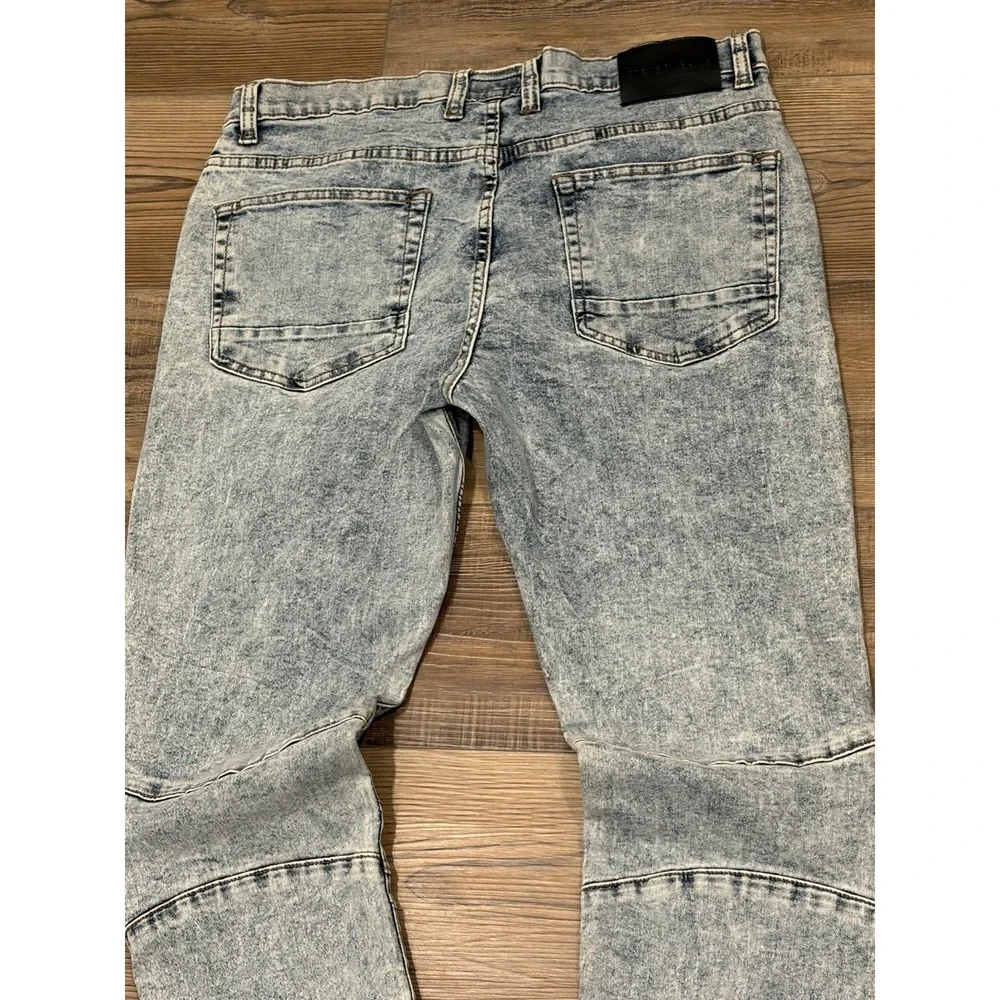 Steve's Jeans Men Size 34x32 Acid Wash Street Wear Moto Biker Striaght Mid Rise